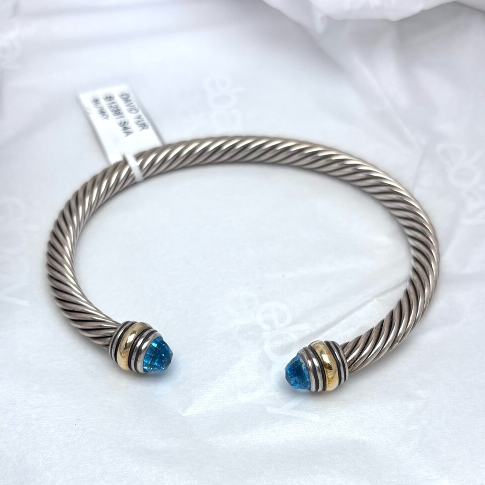 David Yurman Classic Cable bracelet Blue Topaz 14k Gold